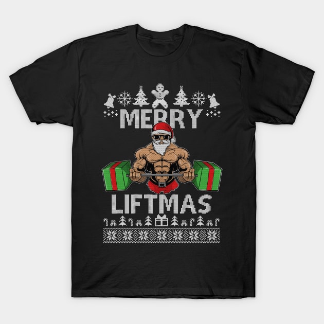 Merry Liftmas Christmas Xmas Fitmas Fitness Santa Holiday 5 T-Shirt by SloanCainm9cmi